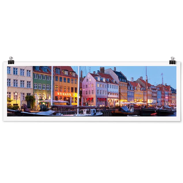 Wanddeko Esszimmer Kopenhagener Hafen am Abend
