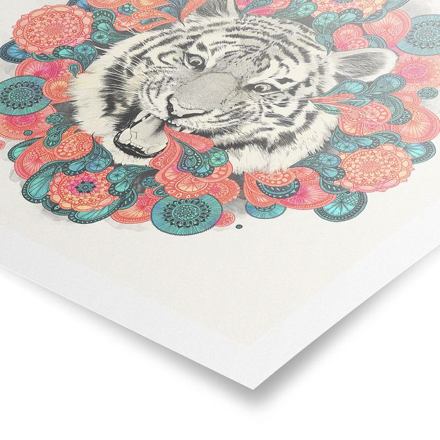 Wanddeko Esszimmer Illustration Tiger Zeichnung Mandala Paisley