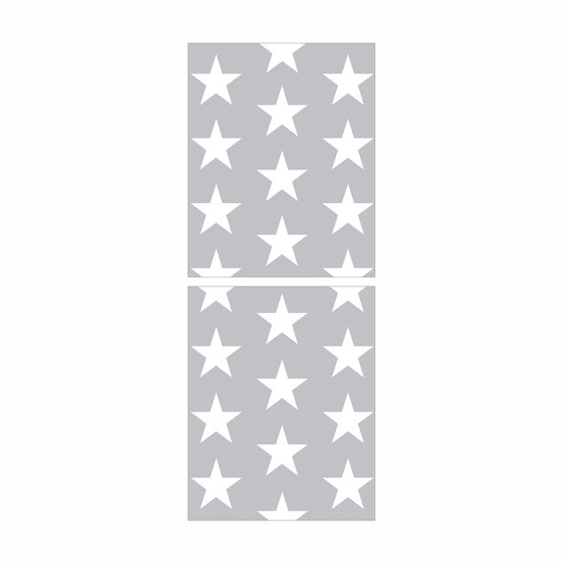 selbstklebende Folie Muster Weiße Sterne auf grauem Hintergrund