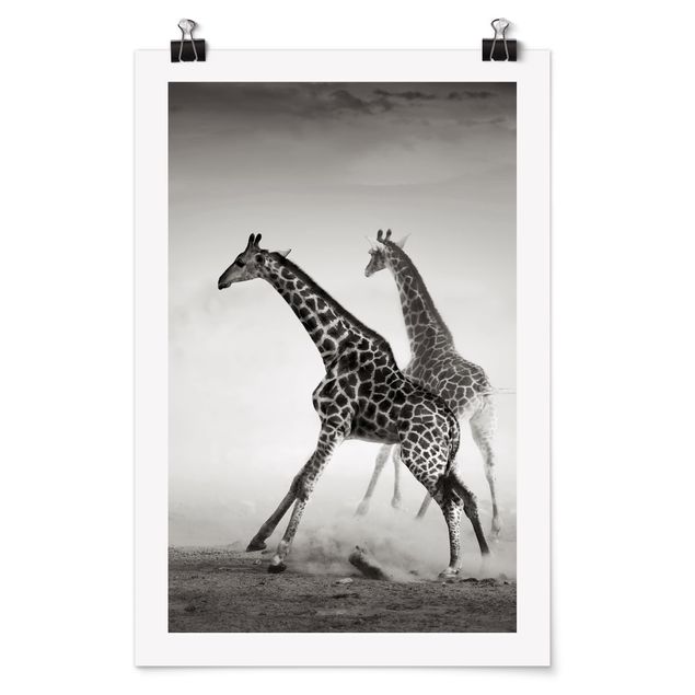 Wanddeko Esszimmer Giraffenjagd