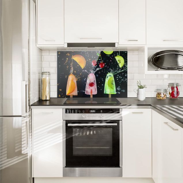 Stiel Querformat Glas bei 3:2 Küchenrückwand WALLART im Eis Küche Spritzschutz | am