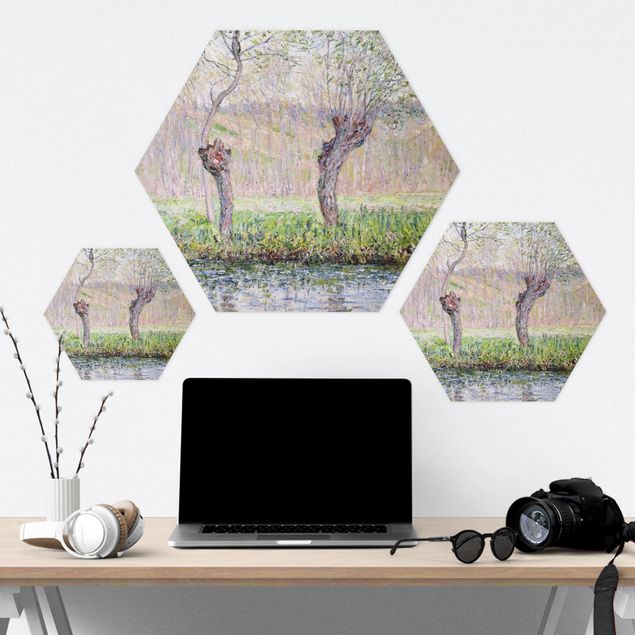 Wanddeko über Sofa Claude Monet - Weidenbäume Frühling