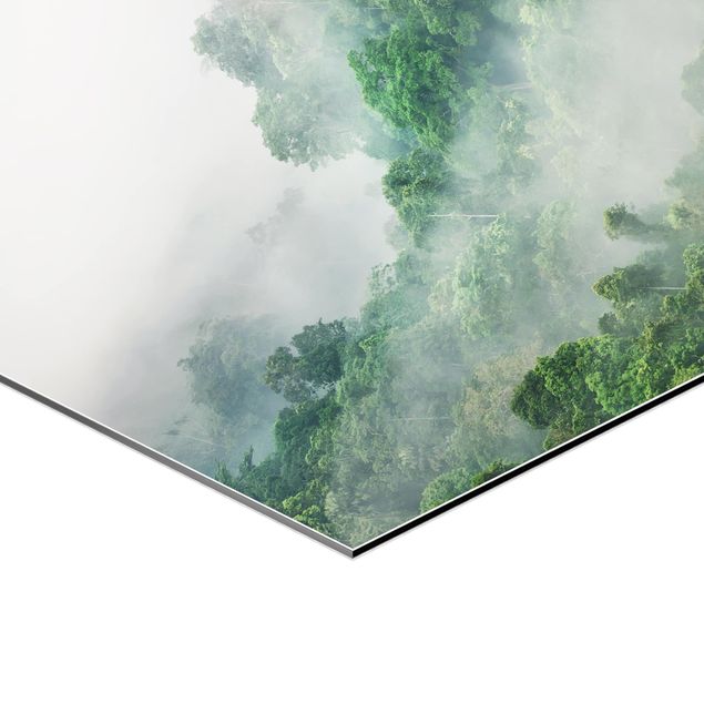 Wanddeko über Sofa Dschungel im Nebel