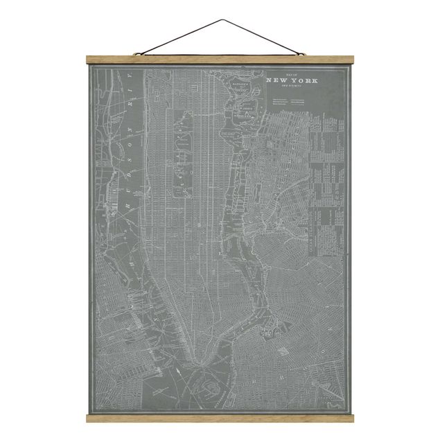 Wanddeko Flur Vintage Stadtplan New York Manhattan