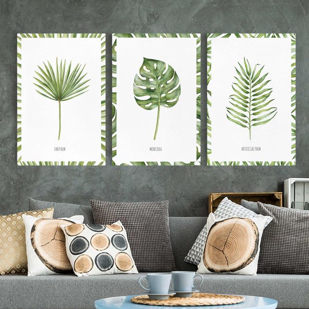 Wanddeko Wohnzimmer Palmen Blätter Set