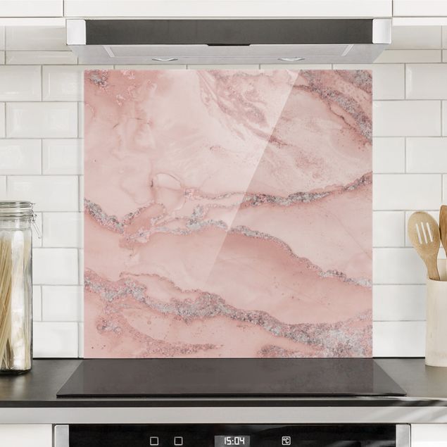 Küchen Deko Farbexperimente Marmor Rose und Glitzer
