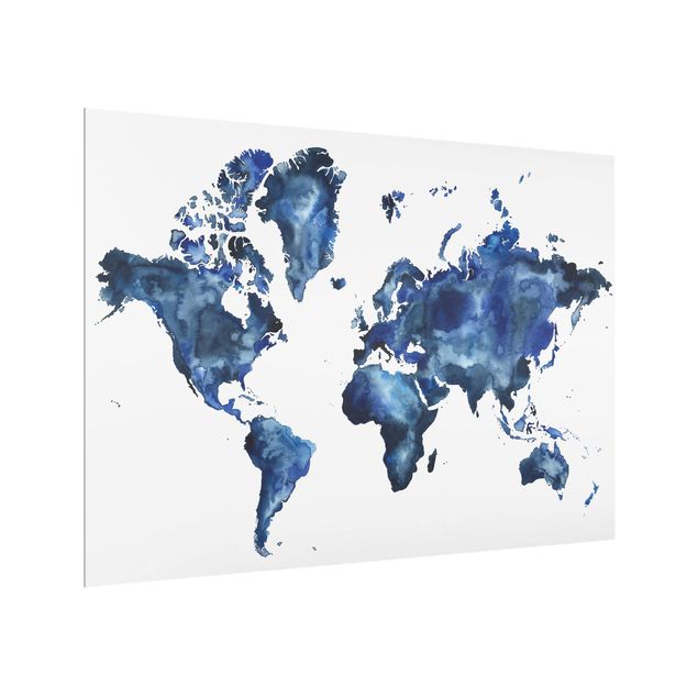 Wanddeko Karten Wasser-Weltkarte hell