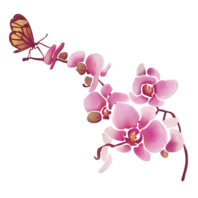 Wanddeko Flur Orchidee mit Schmetterling