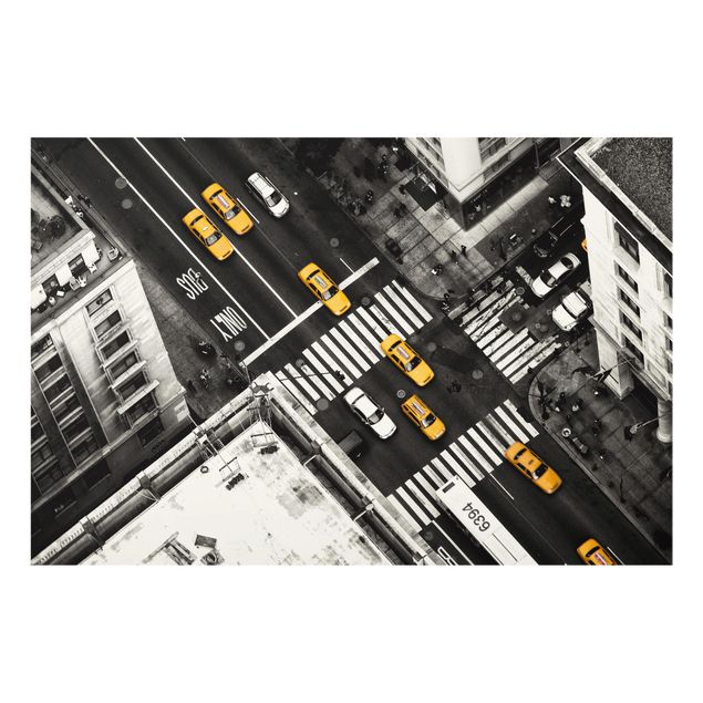 Wanddeko schwarz-weiß New York City Cabs