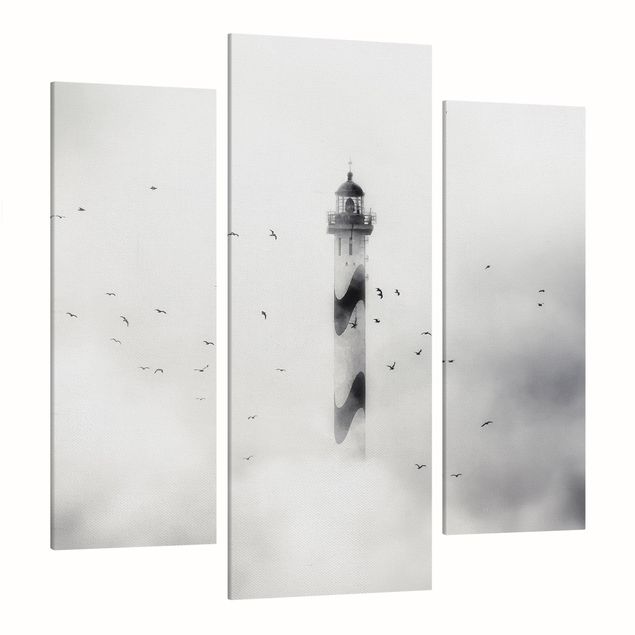 Wanddeko Esszimmer Leuchtturm im Nebel