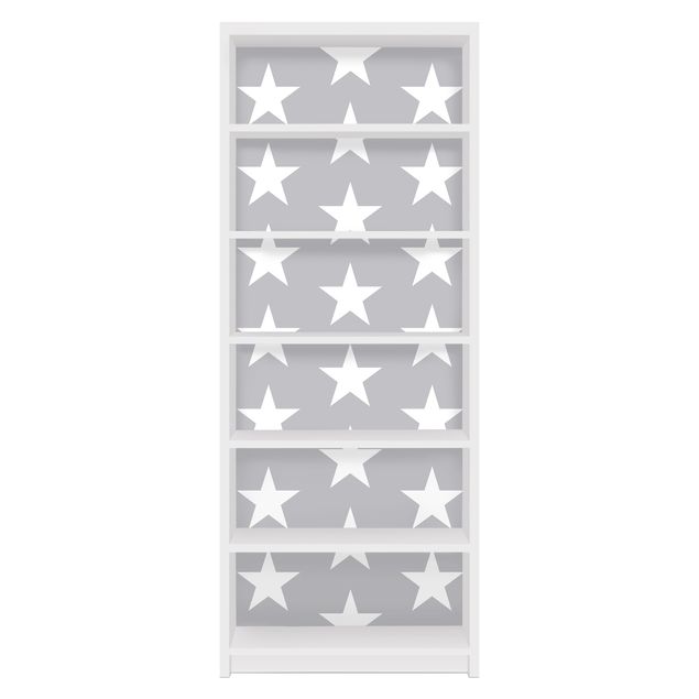 Wanddeko Mädchenzimmer Weiße Sterne auf grauem Hintergrund