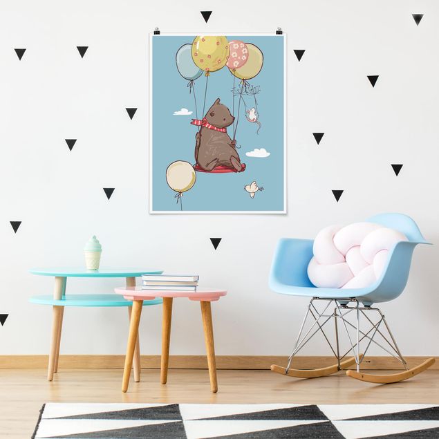 Wandbilder Bären Bär und Maus fliegen