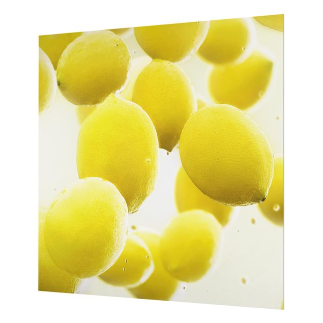 Glasrückwand Küche Zitronen im Wasser