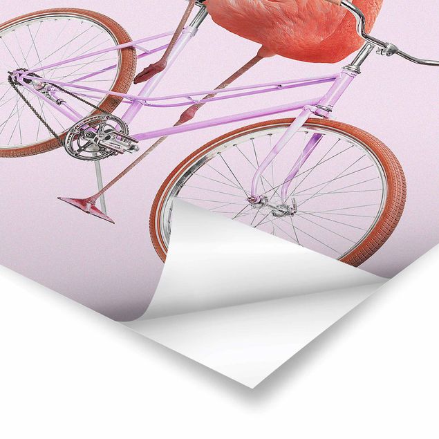 Wanddeko Treppenhaus Flamingo mit Fahrrad