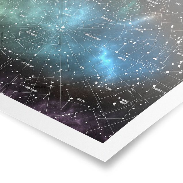 Wanddeko Jugendzimmer Sternbilder Karte Galaxienebel