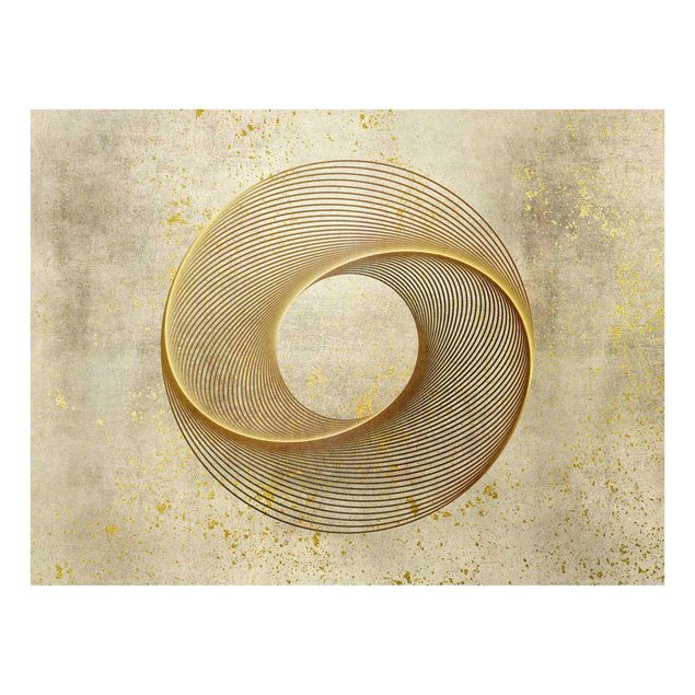 Wanddeko Digital Art Line Art Kreisspirale Gold