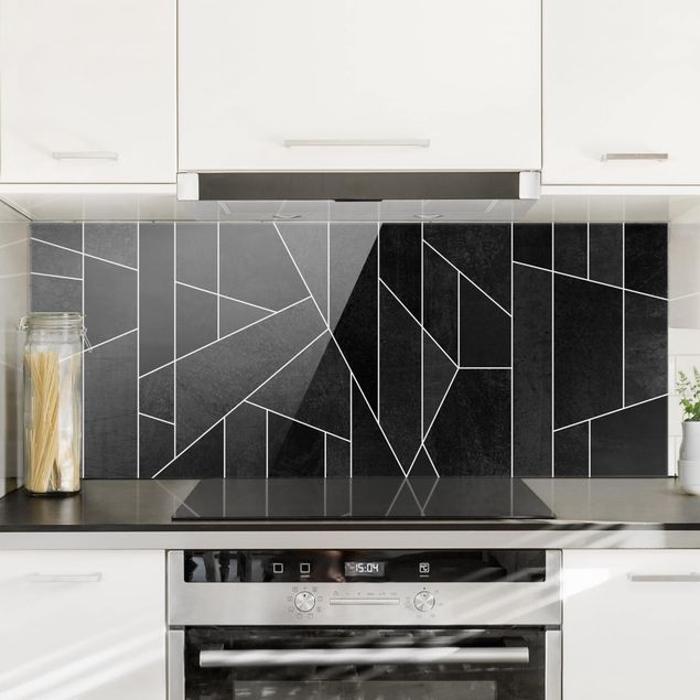 Küchen Deko Schwarz Weiß Geometrie Aquarell