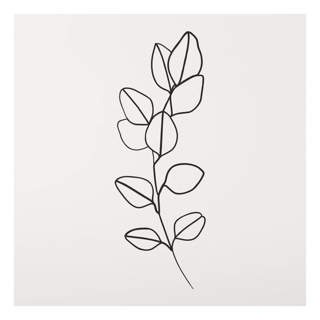Wanddeko Schlafzimmer Line Art Zweig Blätter Schwarz Weiß
