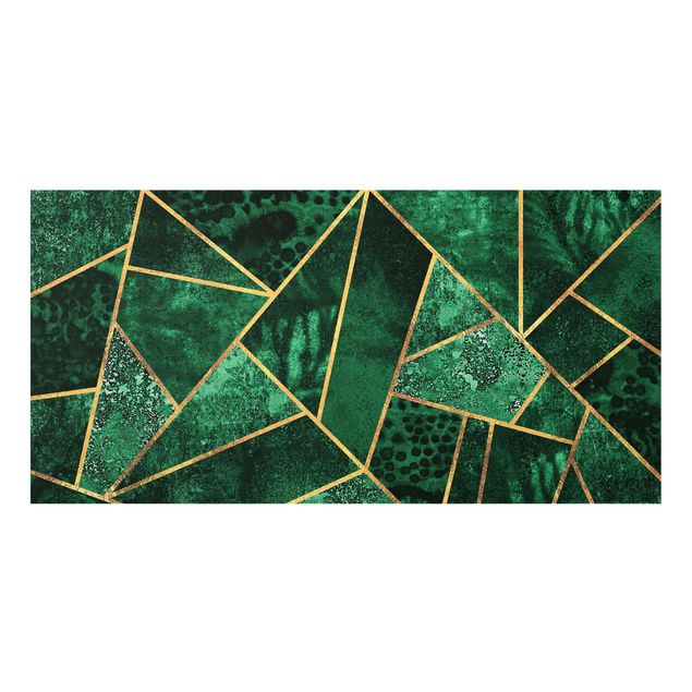 Wohndeko Abstrakt Dunkler Smaragd mit Gold