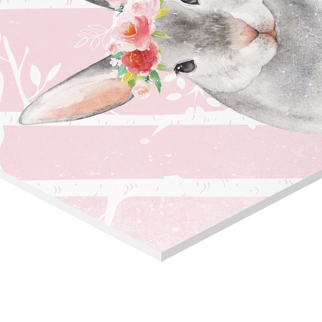 Wohndeko Illustration Aquarell Hase Rosa
