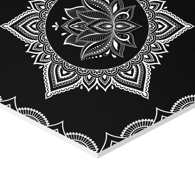 Wanddeko über Sofa Lotus OM Illustration Set Schwarz