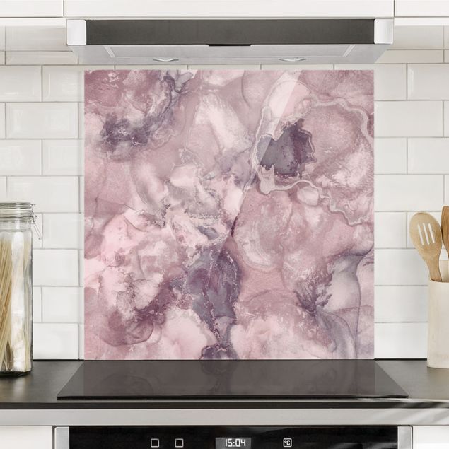 Küche Dekoration Farbexperimente Marmor Violett