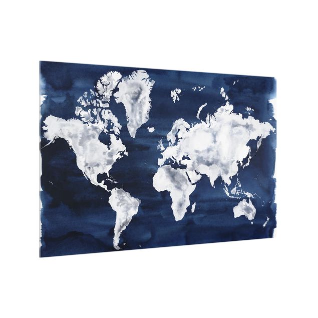 Wanddeko Karten Wasser-Weltkarte dunkel