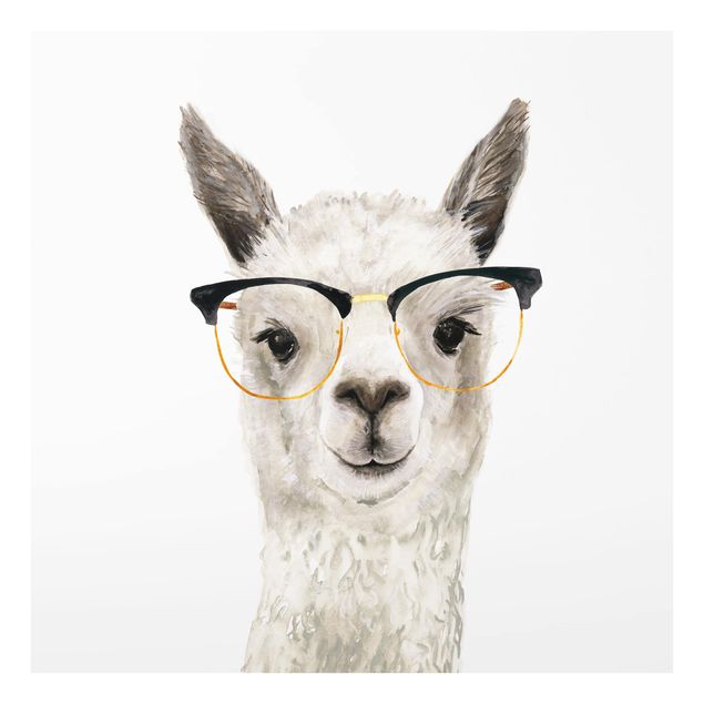 Wohndeko Illustration Hippes Lama mit Brille I