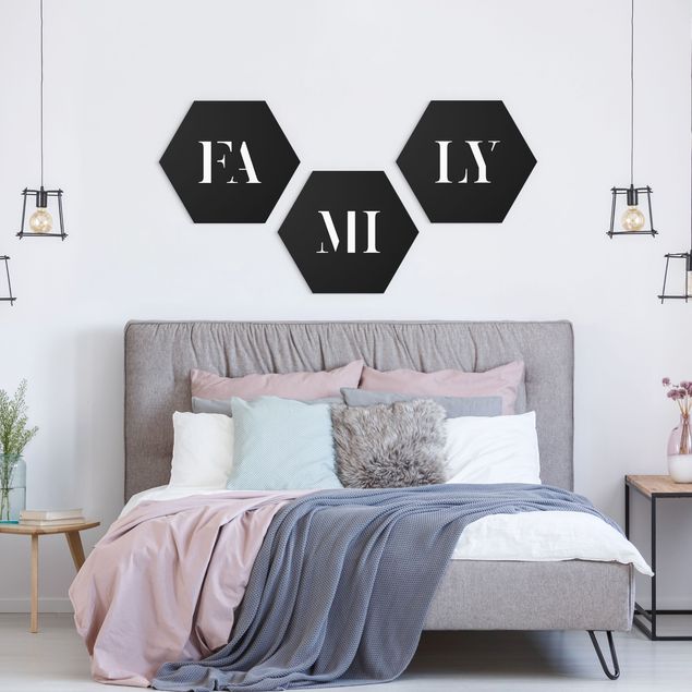 Wanddeko Wohnzimmer Buchstaben FAMILY Weiß Set I