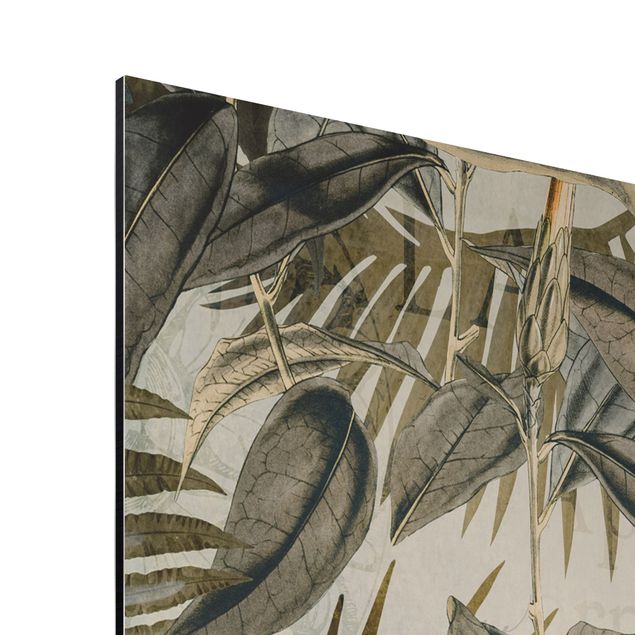 Wohndeko Pflanzen Vintage Collage - Tukan im Dschungel