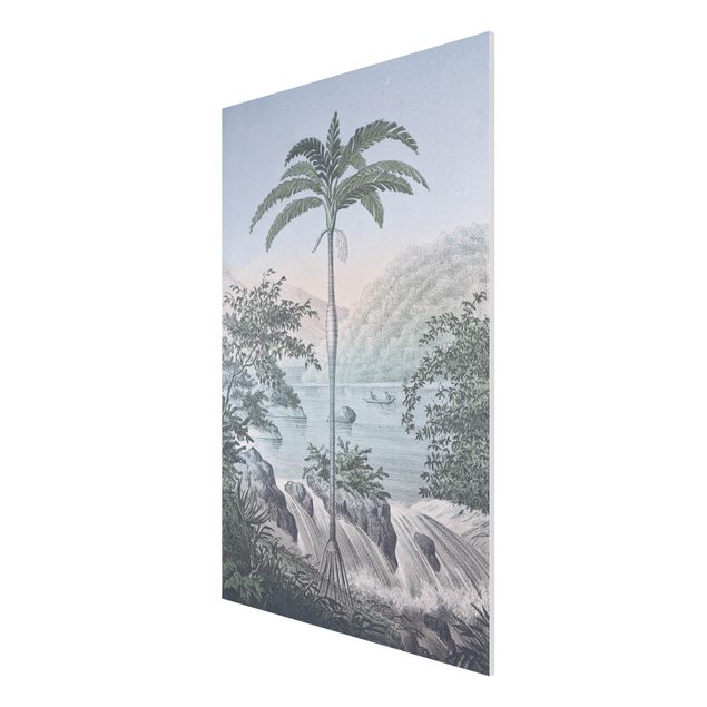 Wanddeko Flur Vintage Illustration - Landschaft mit Palme