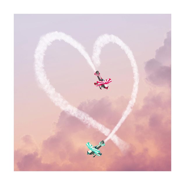 Wanddeko rosa Herz mit Flugzeugen