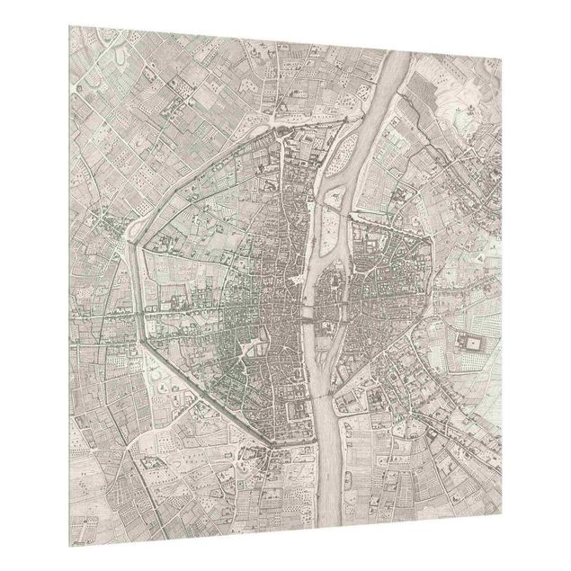 Wohndeko Stadtplan Vintage Karte Paris