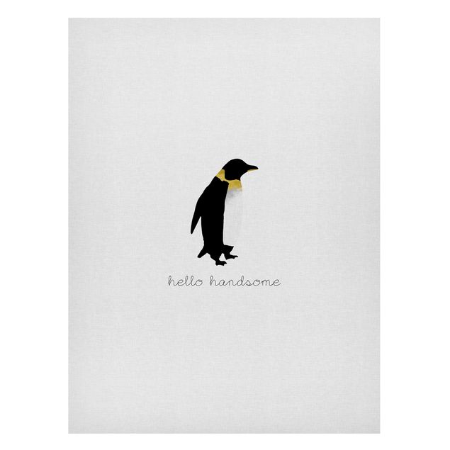 Wanddeko Büro Pinguin Zitat Hello Handsome