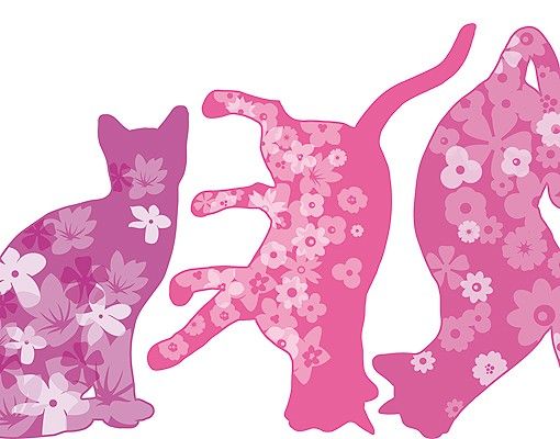 Wanddeko Flur No.RS97 Katzen mit Blüten