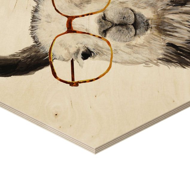Wanddeko Jungenzimmer Hippes Lama mit Brille IV