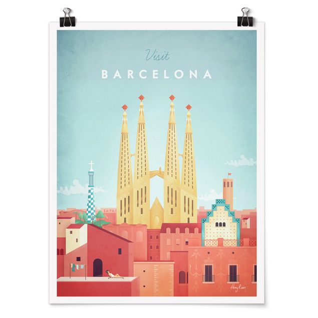 Wanddeko Esszimmer Reiseposter - Barcelona