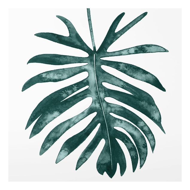 Wanddeko weiß Smaragdgrüner Philodendron Angustisectum