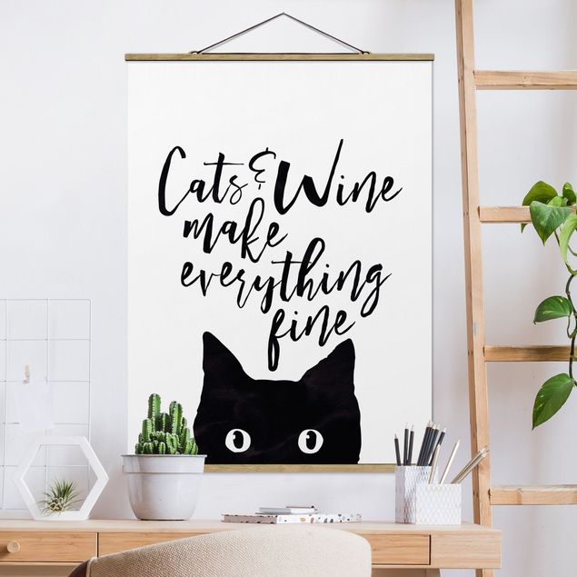 Küche Dekoration Cats and Wine make everything fine