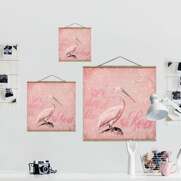 Wanddeko pink Shabby Chic Collage - Pelikan