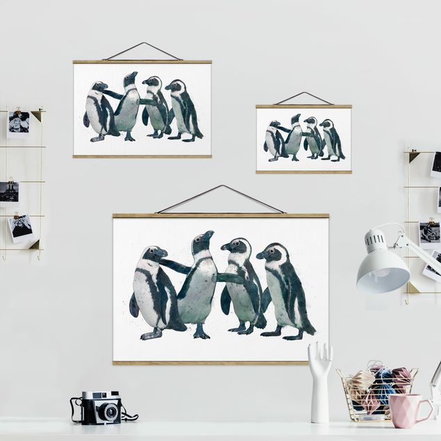 Wanddeko Jugendzimmer Illustration Pinguine Schwarz Weiß Aquarell