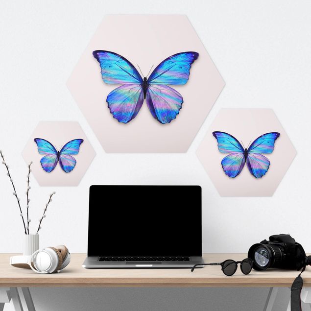 Wanddeko über Sofa Holografischer Schmetterling