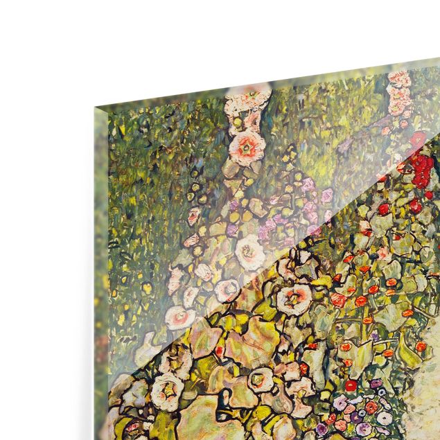 Glasrückwand Küche Blumen Gustav Klimt - Gartenweg mit Hühnern