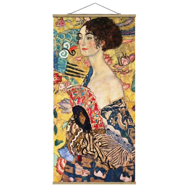 Wanddeko gelb Gustav Klimt - Dame mit Fächer