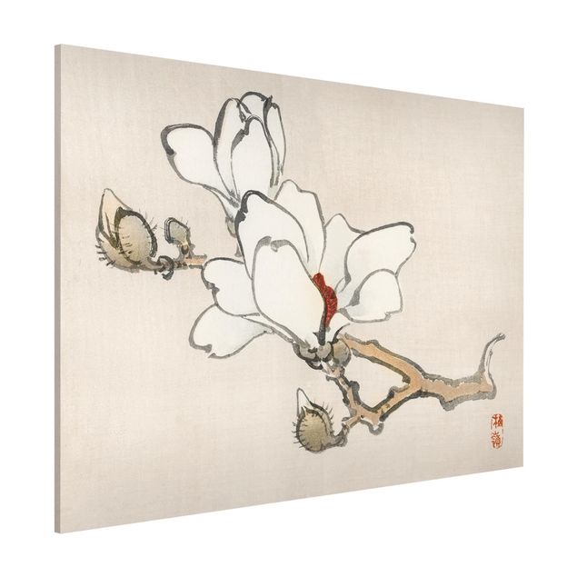 Deko Blume Asiatische Vintage Zeichnung Weiße Magnolie