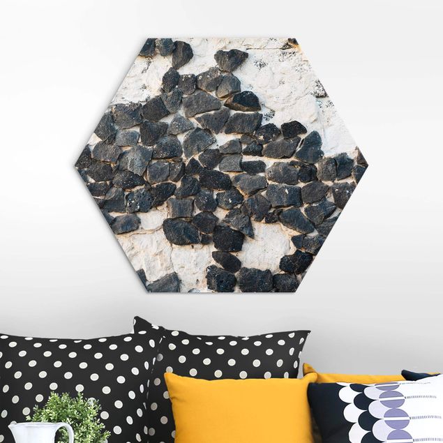 Wanddeko Schlafzimmer Mauer mit Schwarzen Steinen