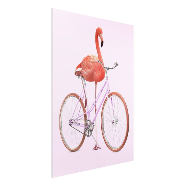 Wanddeko Schlafzimmer Flamingo mit Fahrrad