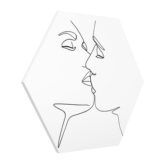 Wanddeko Büro Line Art Kuss Gesichter Schwarz Weiß