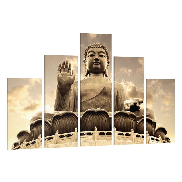 Wanddeko Flur Großer Buddha Sepia