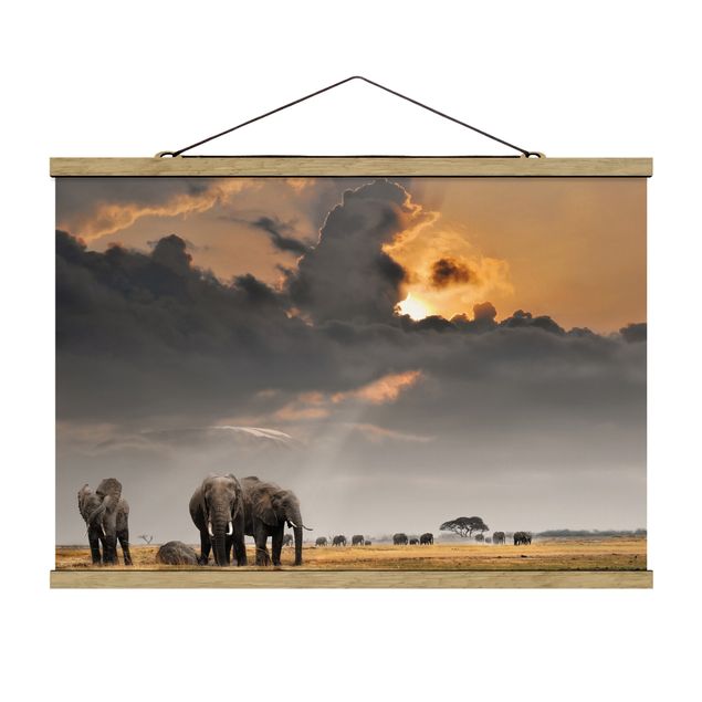 Wanddeko Schlafzimmer Elefanten der Savanne